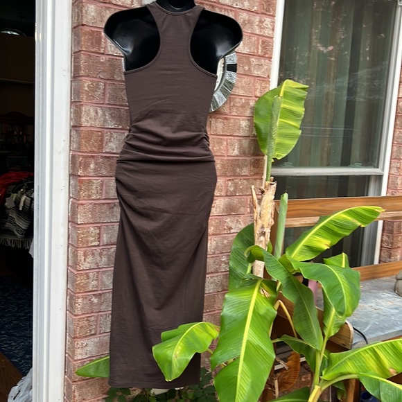 New Michael Stars Racer Back Ruched Midi Dress Oxide Size XS - Picture 5 of 10